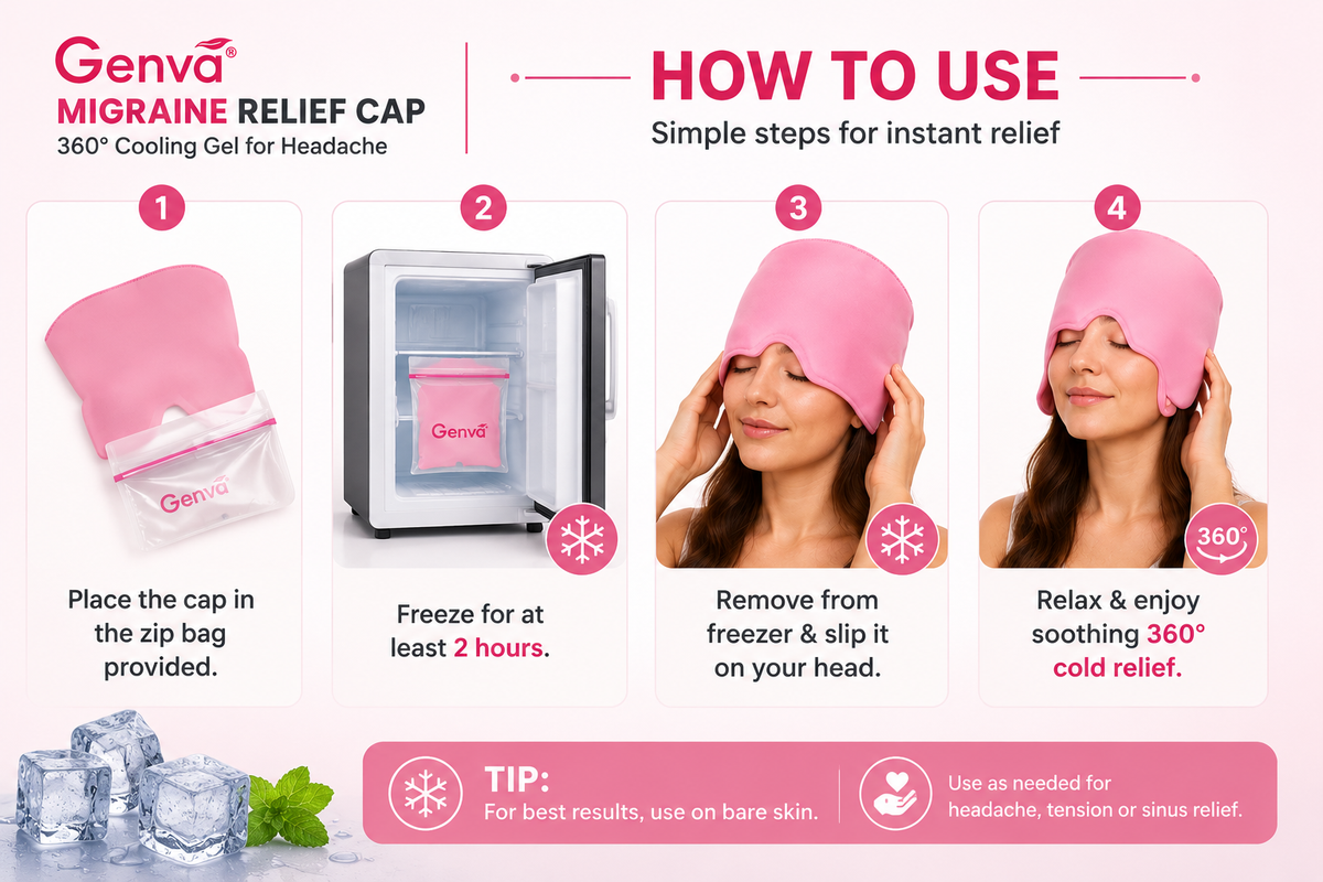 Genva Migraine Relief Cap – 360° Cooling Gel Headache Relief