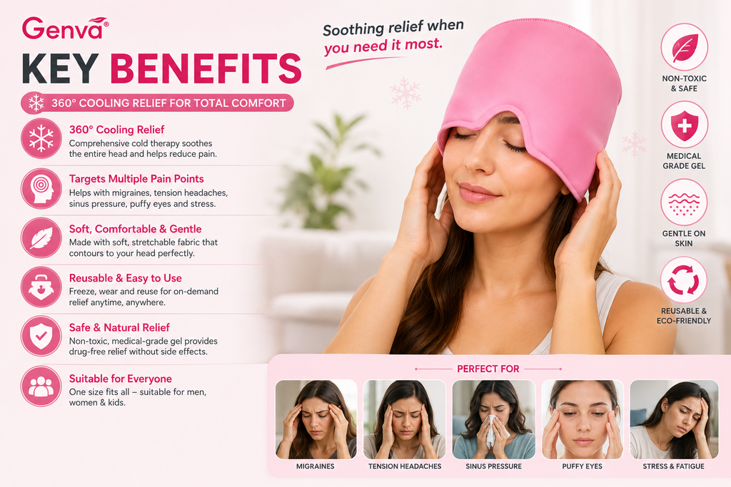 Genva Migraine Relief Cap – 360° Cooling Gel Headache Relief