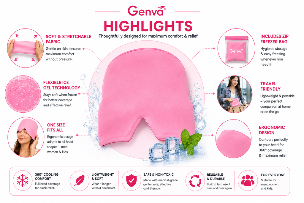Genva Migraine Relief Cap – 360° Cooling Gel Headache Relief