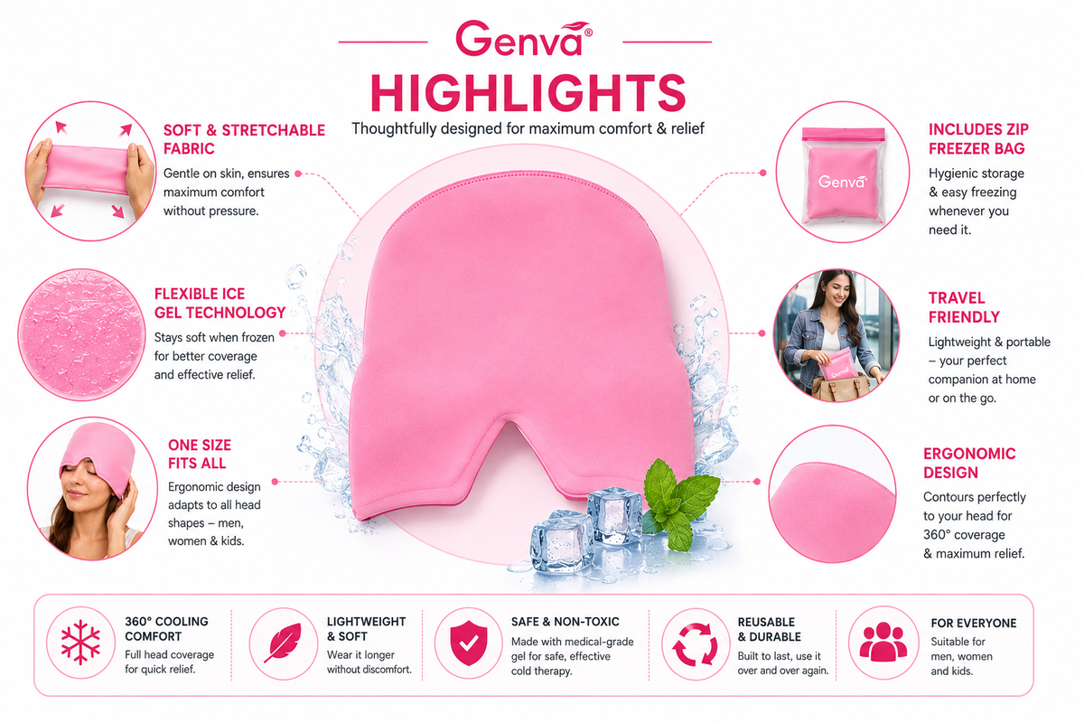 Genva Migraine Relief Cap – 360° Cooling Gel Headache Relief