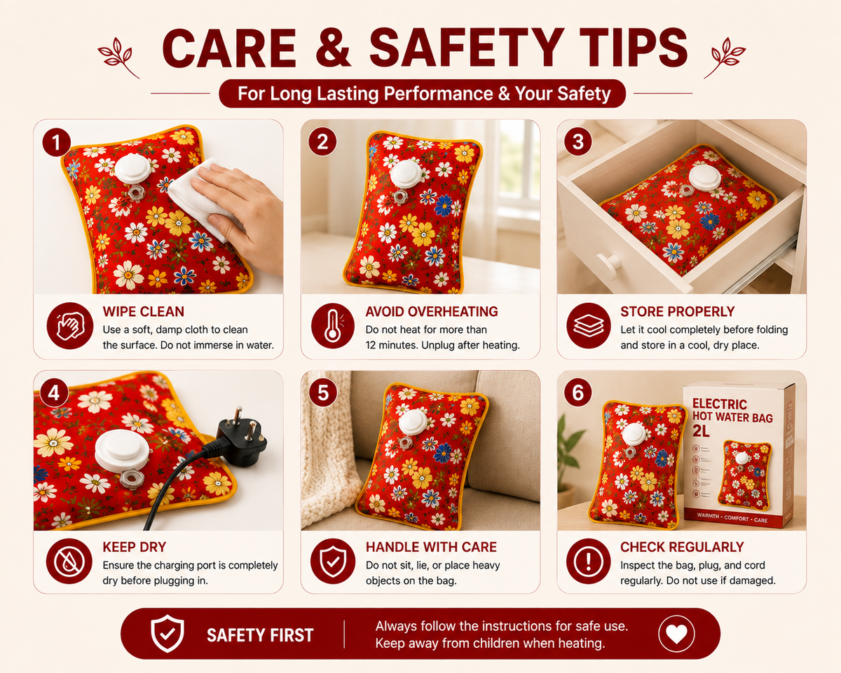Electric Hot Water Bag 2L | Fast Heating Leak-Proof Heating Pad for Pain Relief & Winter Warmth