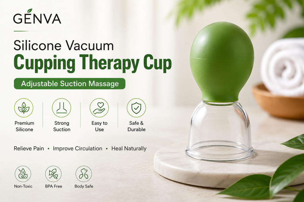 GENVA 10-Piece Silicone Vacuum Cupping Therapy Set | Adjustable Suction Massage Cups for Deep Tissue Recovery, Pain Relief & Muscle Relaxation