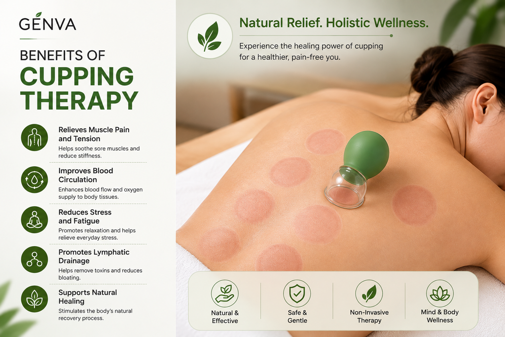 GENVA 10-Piece Silicone Vacuum Cupping Therapy Set | Adjustable Suction Massage Cups for Deep Tissue Recovery, Pain Relief & Muscle Relaxation