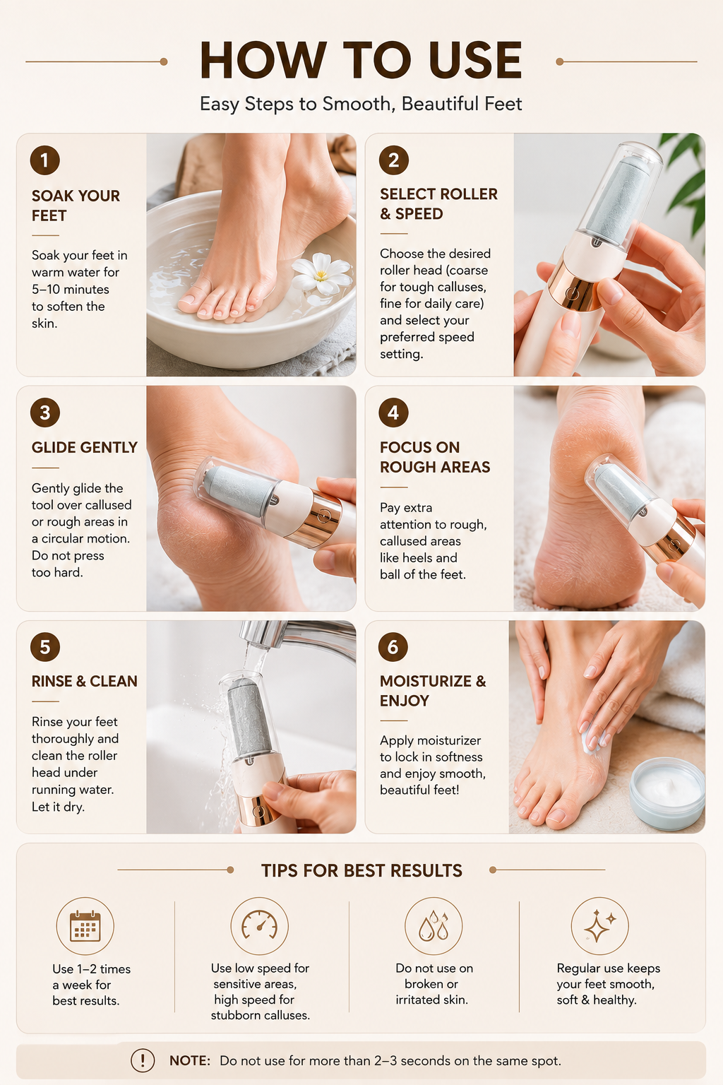 GENVA Electric Foot Callus Remover – Rechargeable Cordless Electronic Pedicure Tool with Dual Roller Heads & 2-Speed Control